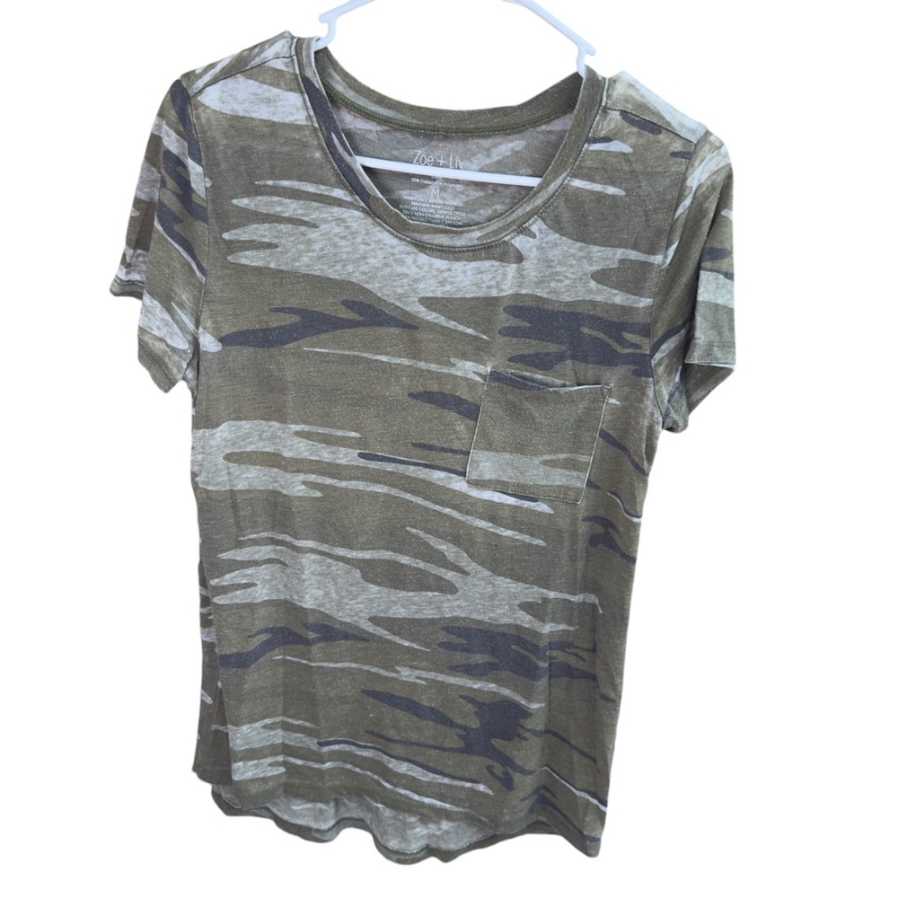 Zoe and Liv Camo sheer pocket Tee